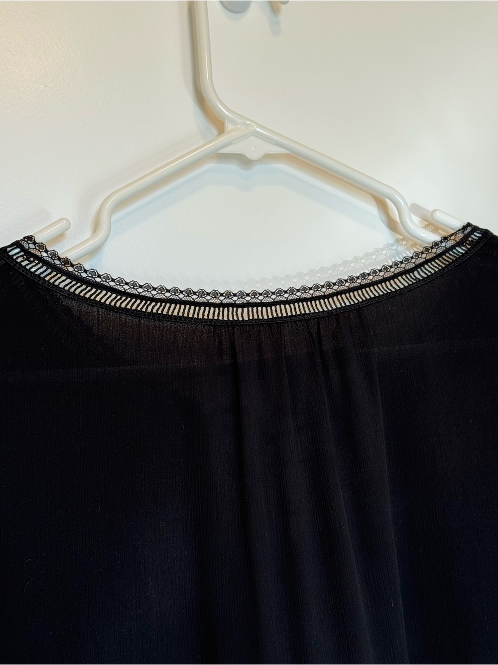 White House Black Market Black Lace-Trim Peasant Blouse - Picture 9 of 9